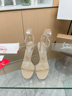 CL So Me 105 mm Strappy Sandal Cream Imported Rivets with Sheepskin 251017