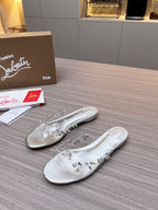 CL Slippers Silver PVC and Iridescent Nappa Leather 251047