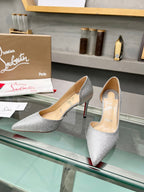 Cl Iriza 85mm Pumps Glittered Calf Leather Silver
