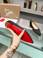 CL Kate Ballerina Flats Crepe Satin Black