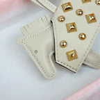 HM Rodeo Robeo Coeur Pony Bag Charm With Gold-tone Studs Cream Lambskin