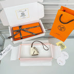 HM Horse Head Charm White Taupe Calfskin