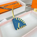 HM Horse Head Charm Blue Yellow Calfskin