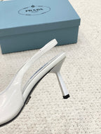 PRA BRUSHED LEATHER SLINGBACK PUMPS 75 WHITE