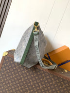 LV 2026 Vagabond Hobo Bag 48cm Grey Green Canvas Leather 281477