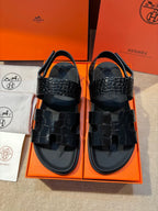 HM Men's 25 Genius  Sandals Black Calfskin 673762