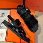 HM Men's 25 Genius  Sandals Black Calfskin 673762