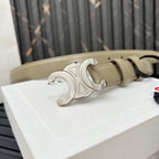 CEL Triomphe Belt 25mm Etoupe Silver Calfskin 176297