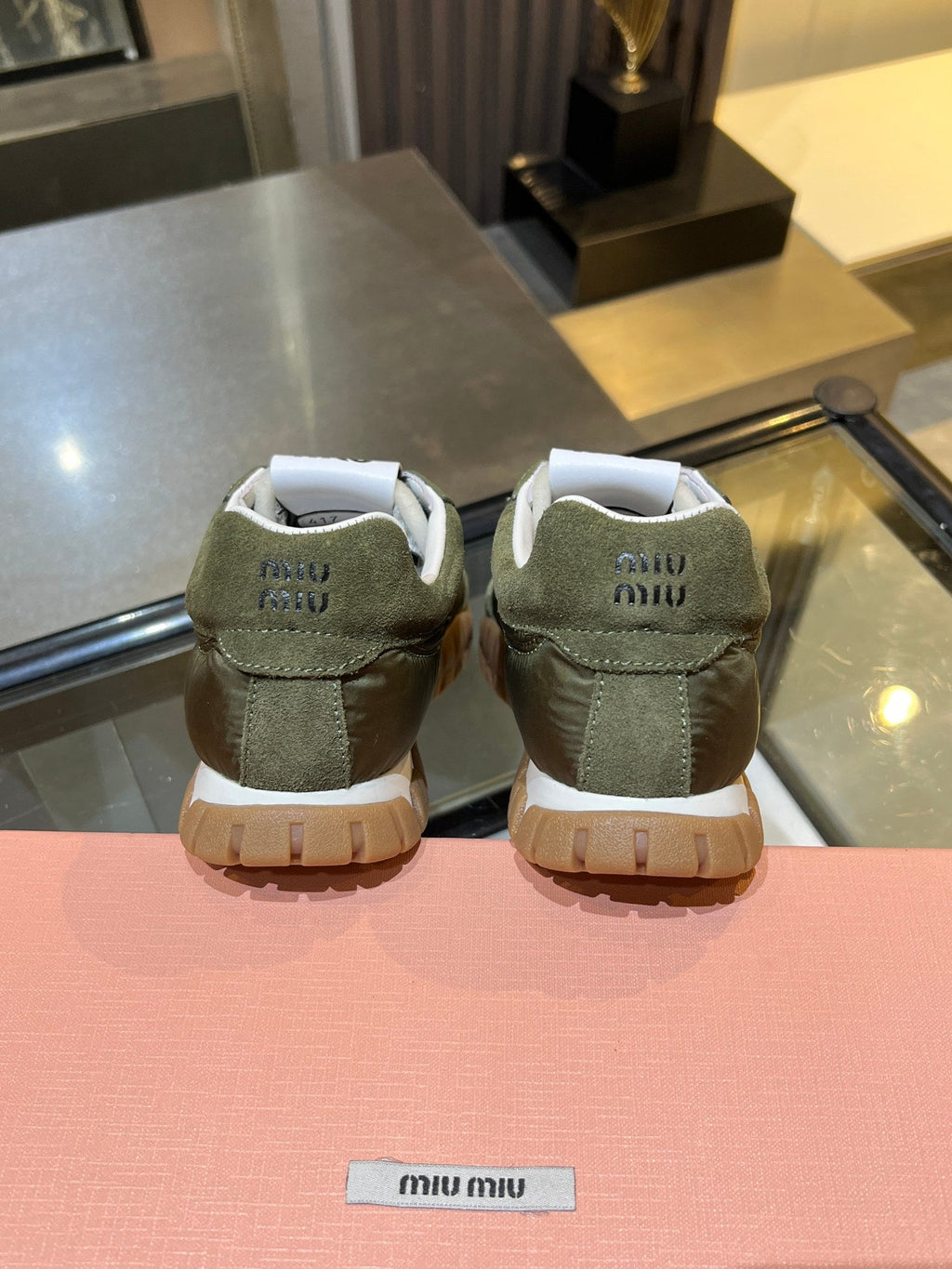 MIU 26ss Sneaker Moss Green Fabric Suede 625653