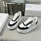BLOCK SNEAKERS WITH WEDGE OUTSOLE IN CALFSKIN OPTIC BLACK WHITE