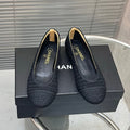 CC 25 Ballet Flat Black Beige Raffia