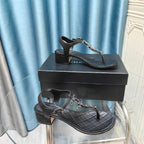 cc thong sandal 40 black calfskin silver cc logo