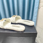 mule sandal quilted white calfskin mop