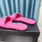mule sandal quilted dark pink calfskin