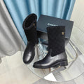CC Short Boots Black Suede Lining Wool And Lambskin