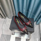 CC Ballet Flats Burgundy Chain Lambskin