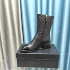 CC Short Boots Black Quilted Cowhide And Lambskin