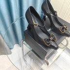 CC High Mary Janes Black Bow Lambskin