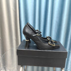 CC High Mary Janes Black Bow Lambskin