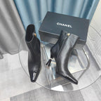 CC Ankle Boots Black Cowhide And Lambskin