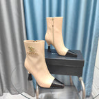 CC Ankle Boots Beige Cowhide And Lambskin
