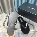 CC Thong Black Velvet Pearl