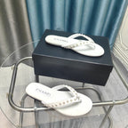 CC Thong White Velvet Pearl