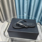 CC Thong Black Calfskin Pearl
