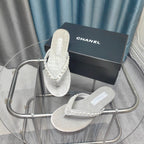 CC Thong Grey Velvet Pearl