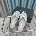 CC Thong Grey Velvet Pearl