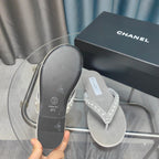 CC Thong Grey Velvet Pearl