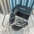 CC Thong Black Calfskin Pearl