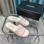 CC 25 Sandal 5cm Quilted Calfskin Leather Chain