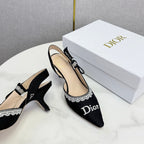 CD 26 Embroidered Slingback 65 Black Canvas 620369
