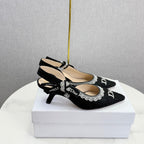 CD 26 Embroidered Slingback 65 Black Canvas 620369