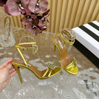 Aquazzura Slingback Heel 10cm Gold Metalic Calfskin