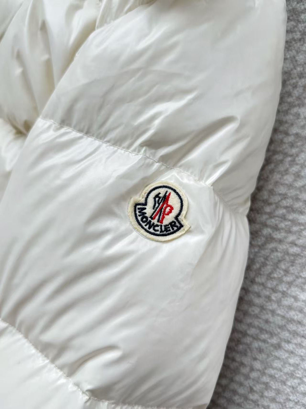 MC 2025 Hooded Down Jacket White Nylon Fabric