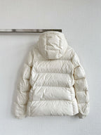 MC 2025 Hooded Down Jacket White Nylon Fabric
