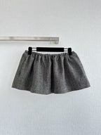 Miu Miu 25 Patterned Rope Skirt Gray Wool Viscose