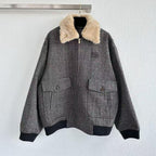 Miu Miu 25 Jacket Gray Beige Wool Viscose
