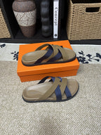 HM Men's Kazimir Moss Green Navy Blue Calfskin 595576
