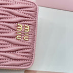 SMALL MATELASSÉ WALLET 10 IN BEGONIA PINK LEATHER