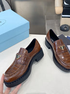 PRA 26S Platform Loafers Brown Crocodile Leather 628560