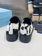 PRA 26S Platform Loafers Black White Cow Print Leather 628561