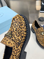 PRA 26S Platform Loafers Black Brown Leopard Leather 628562