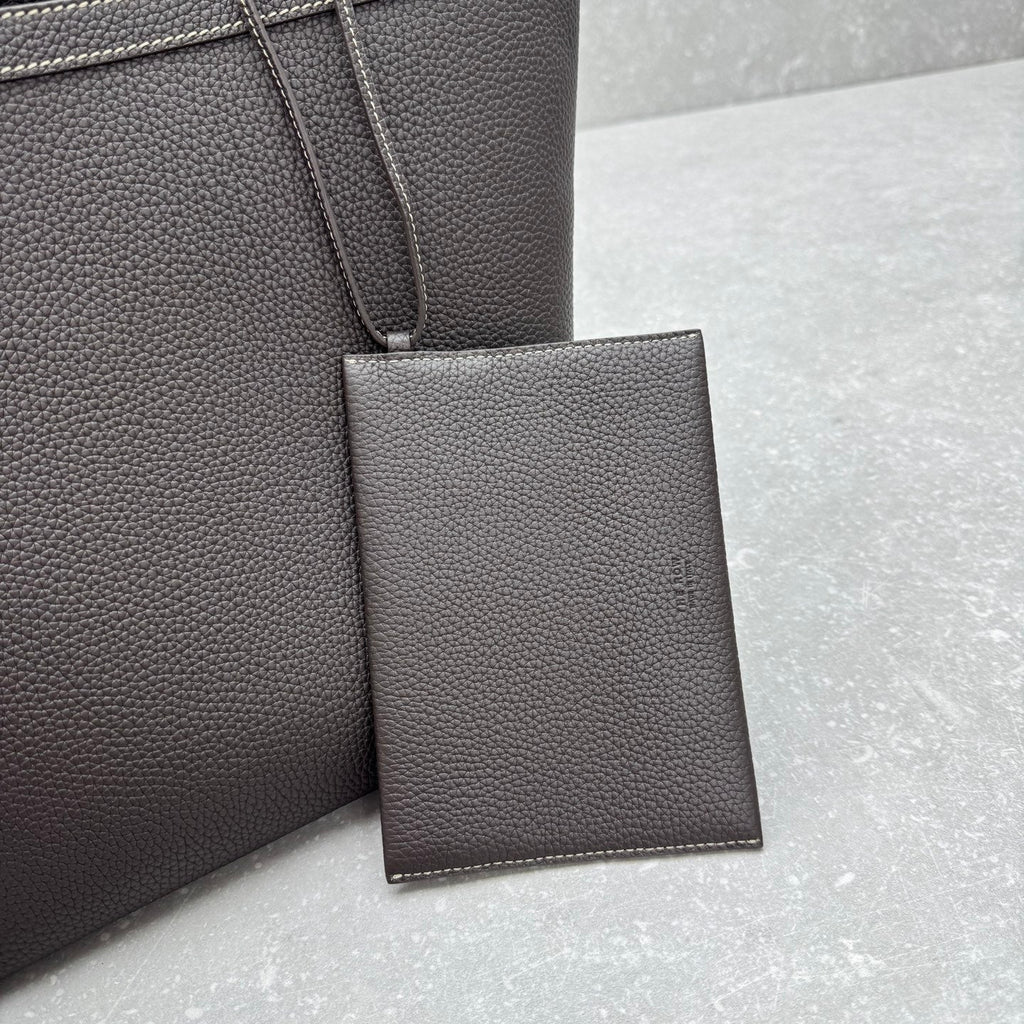 The Row 2025 Park Tote Stitch Bag Dark Brown 30cm Leather