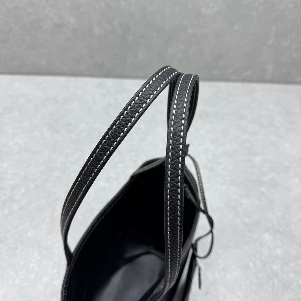 The Row 2025 Park Tote Stitch Bag Black 22cm Leather