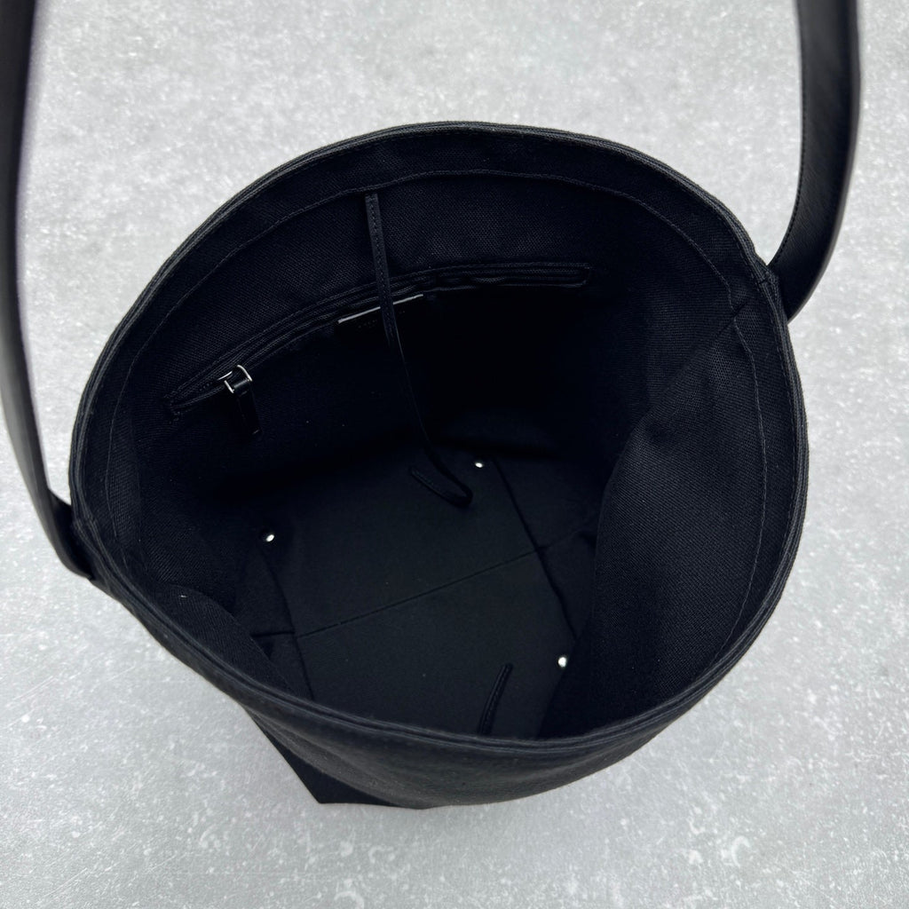 The Row 2025 N/S Park Tote Bag 30cm Black Leather Canvas