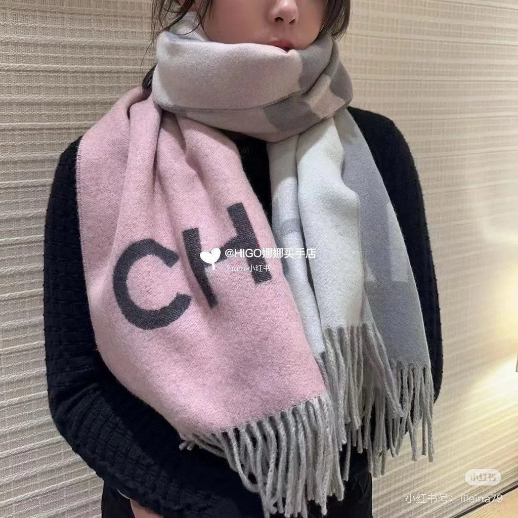CC Scarf 200 CM In Light Grey Mix Pink Cashmere 405495