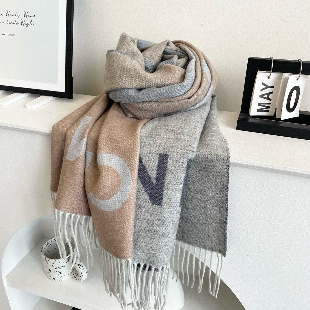 CC Scarf 200 CM In Beige Mix Grey Cashmere 405496